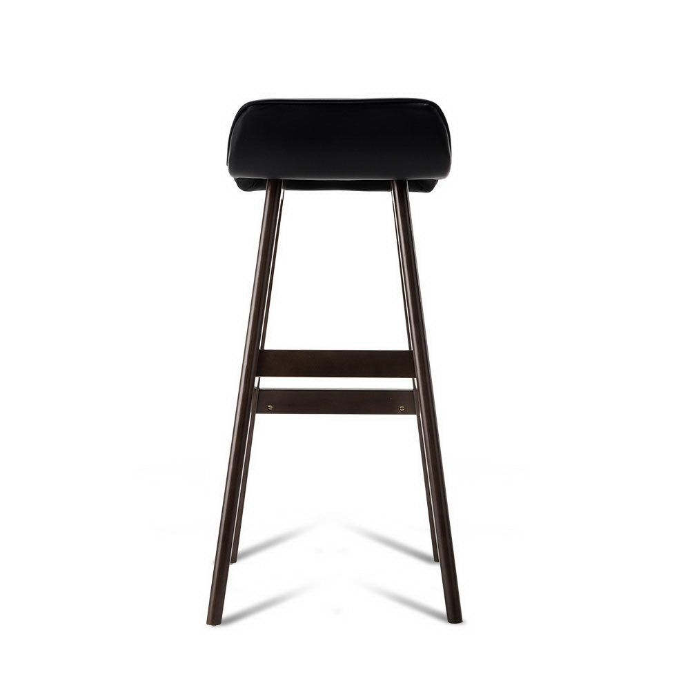 Set of 2 PU Leather Wood Wave Style Bar Stool - Black - image4