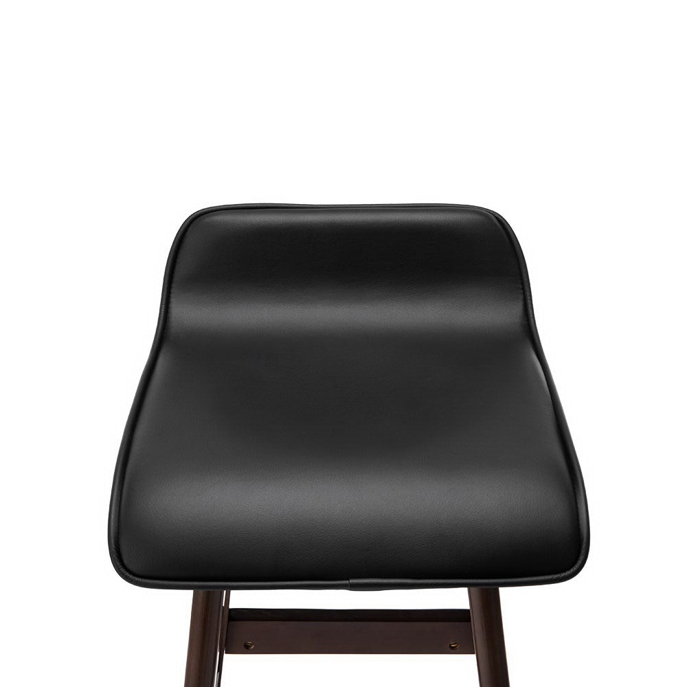 Set of 2 PU Leather Wood Wave Style Bar Stool - Black - image6