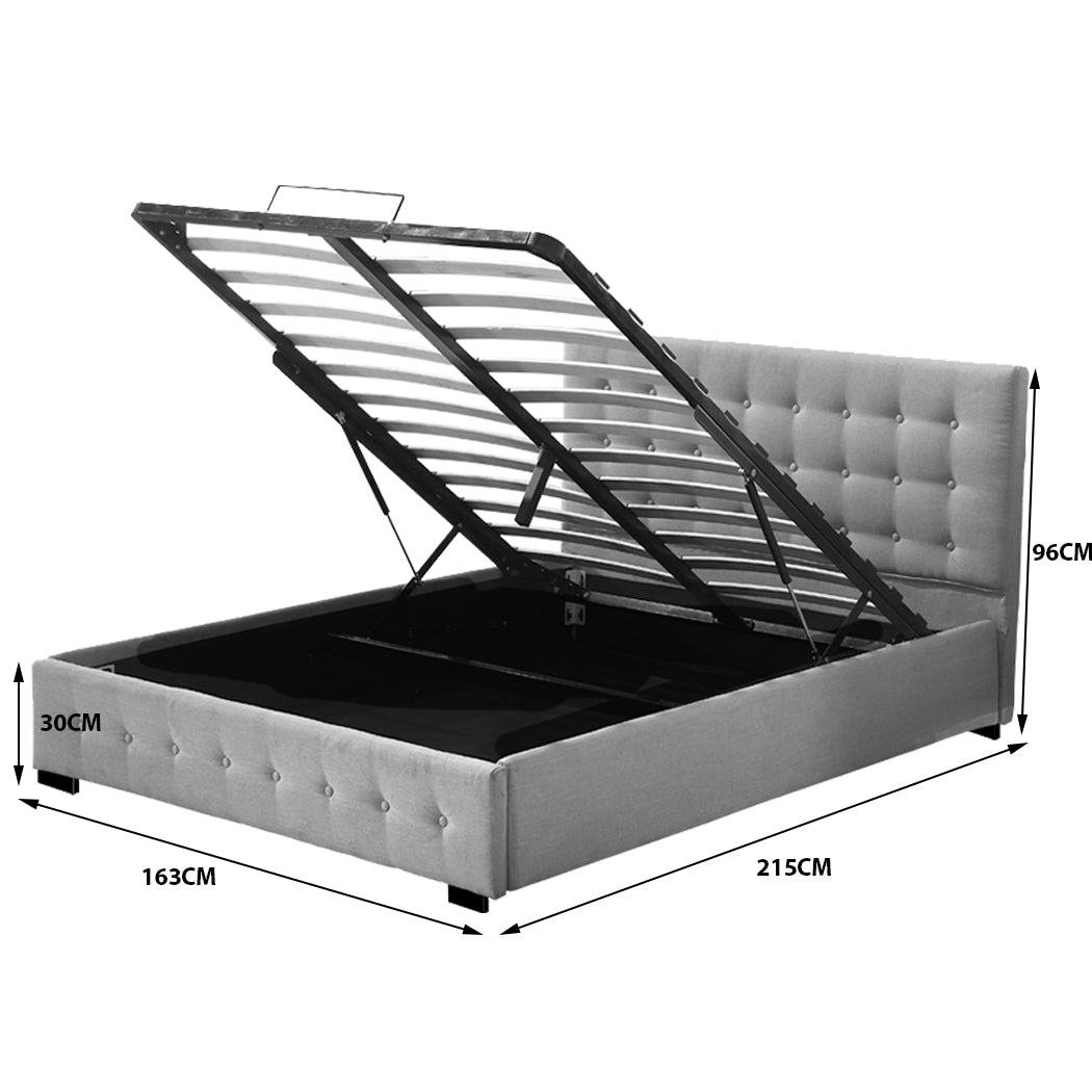 Bed Frame Queen Size Mattress Platform Fabirc With Storage Gas Lift - image3