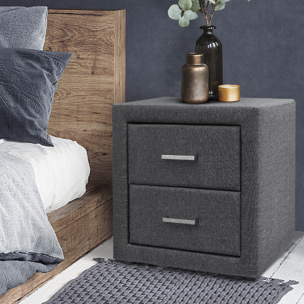 Fabric Bedside Table - Grey - image7