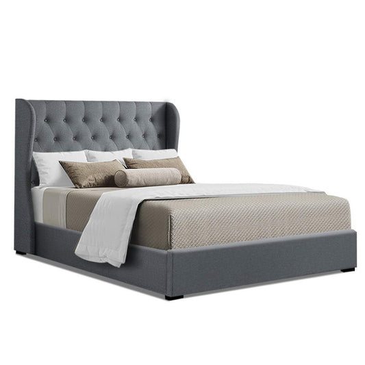 Issa Bed Frame Fabric Gas Lift Storage - Grey King - image1