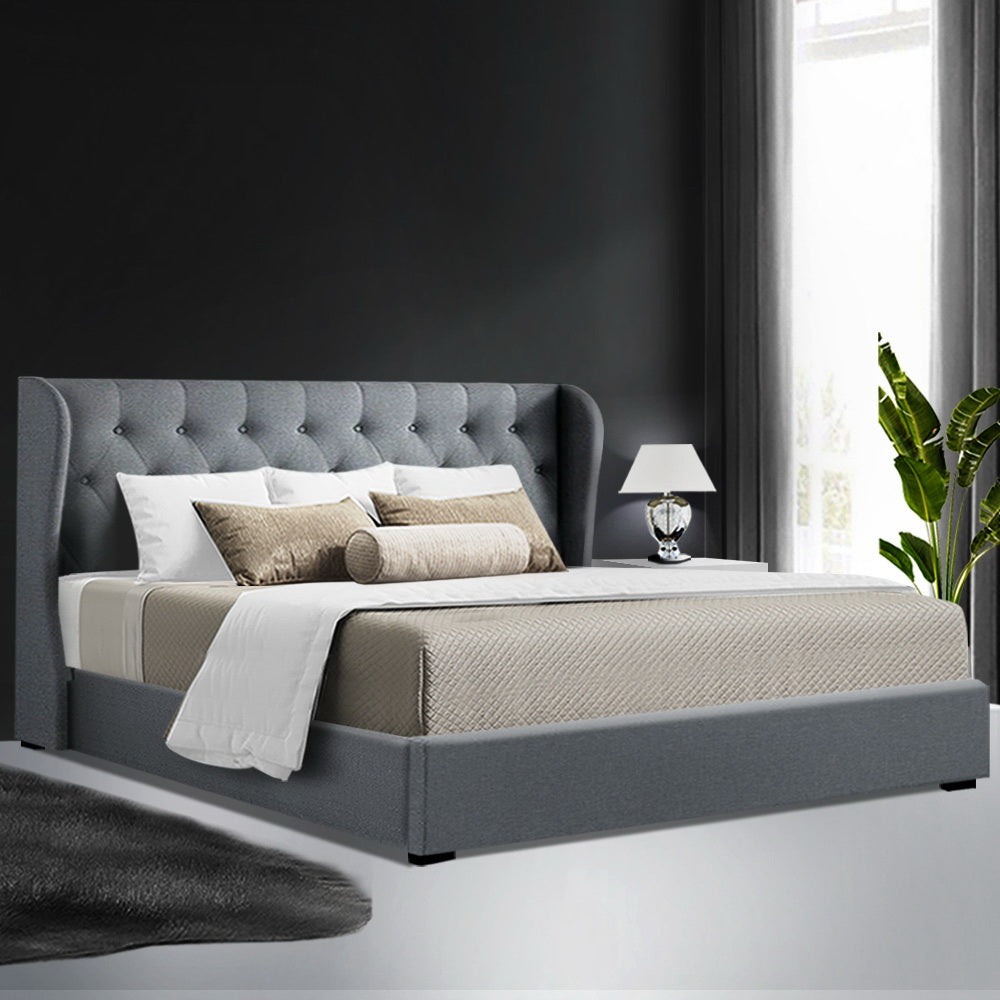 Issa Bed Frame Fabric Gas Lift Storage - Grey King - image9