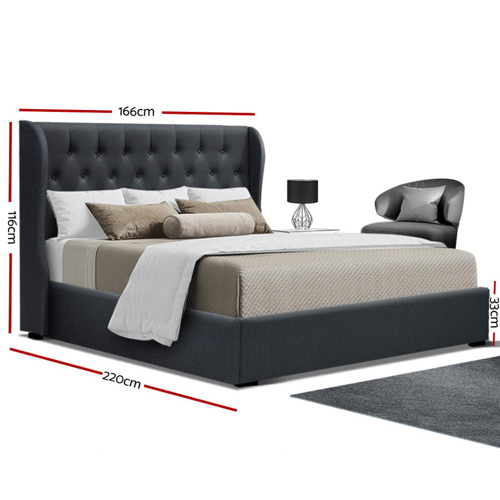 Queen Size Gas Lift Bed Frame - Charcoal - image2