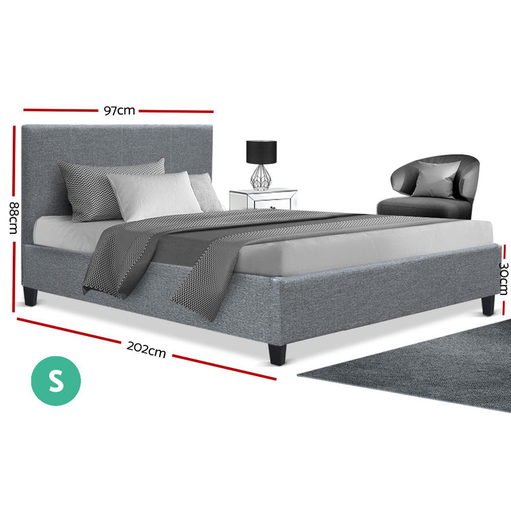 Bed Frame Fabric - Grey Single - image2