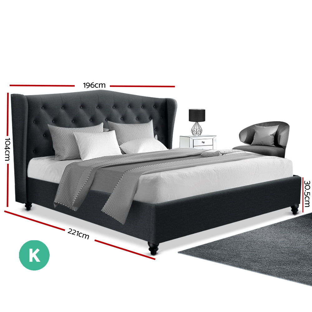 Pier Bed Frame Fabric - Charcoal King - image2