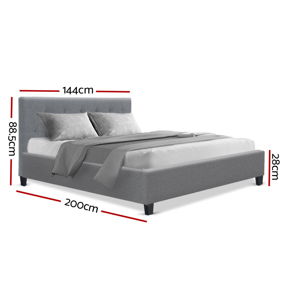 VANKE Double Size Bed Frame Base Fabric Headboard Wooden Mattress - image2