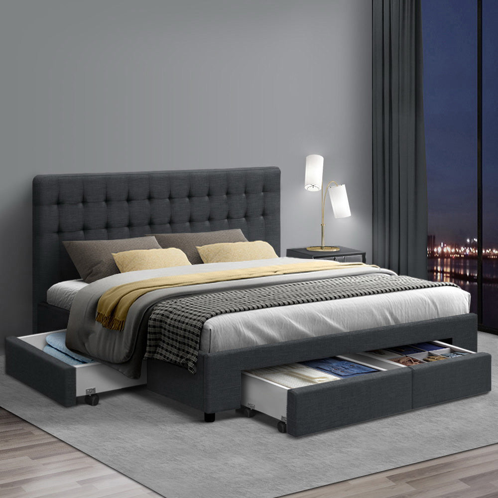 Avio Bed Frame Fabric Storage Drawers - Charcoal King - image7
