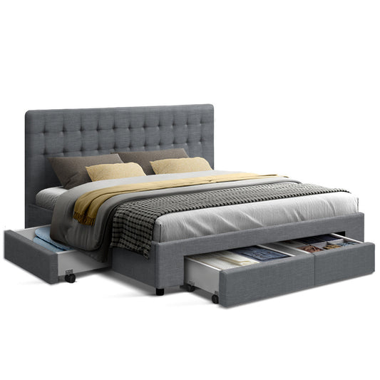 Avio Bed Frame Fabric Storage Drawers - Grey King - image1
