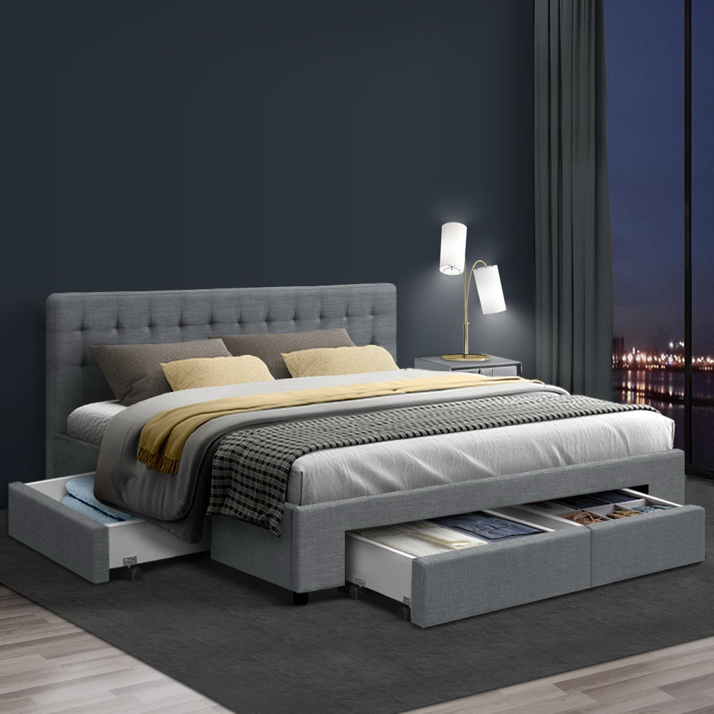 Avio Bed Frame Fabric Storage Drawers - Grey King - image9