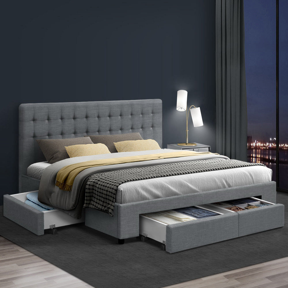 Avio Bed Frame Fabric Storage Drawers - Grey King - image7
