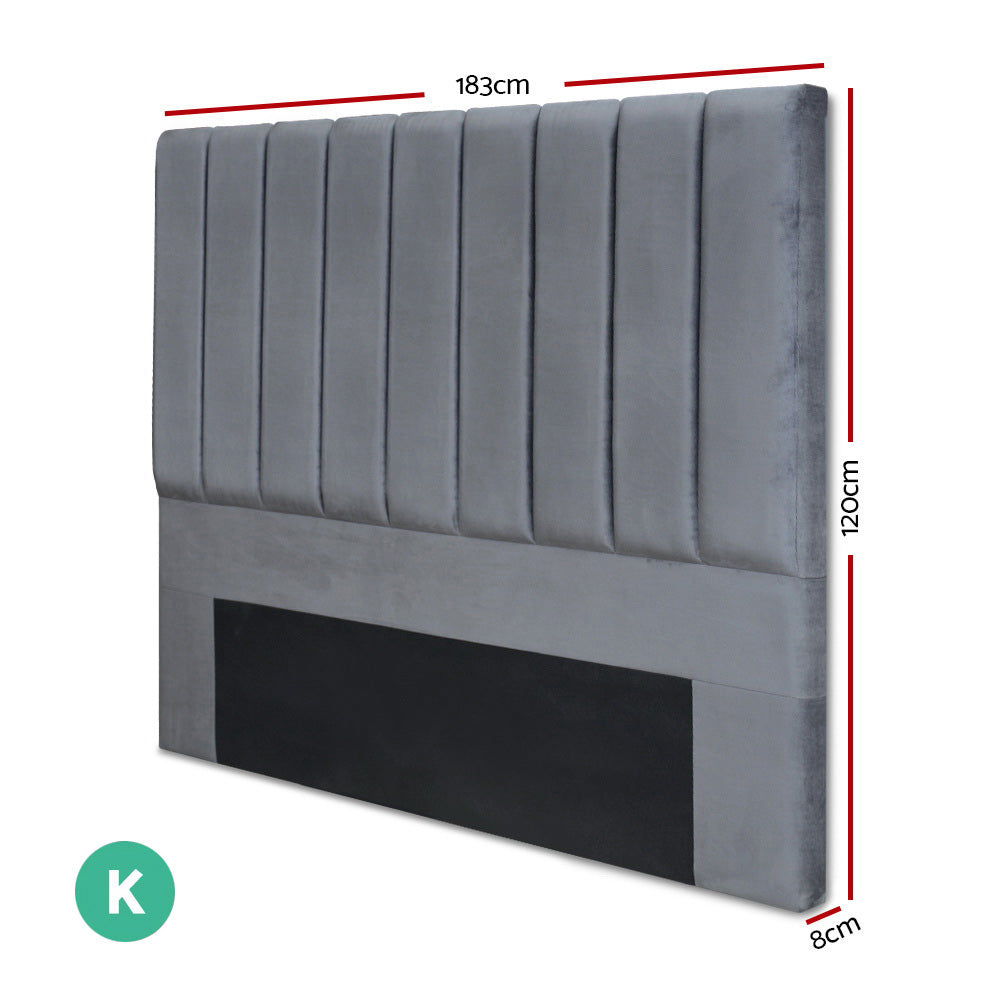 King Size Fabric Bed Headboard - Grey - image2