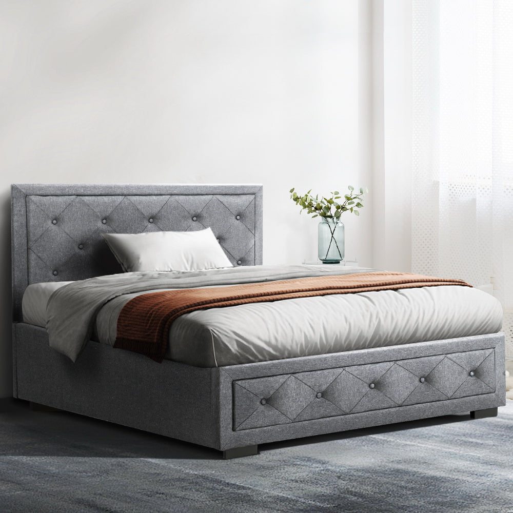 Artiss Bed Frame King Single Size Gas Lift Base With Storage Mattress Fabric - image8