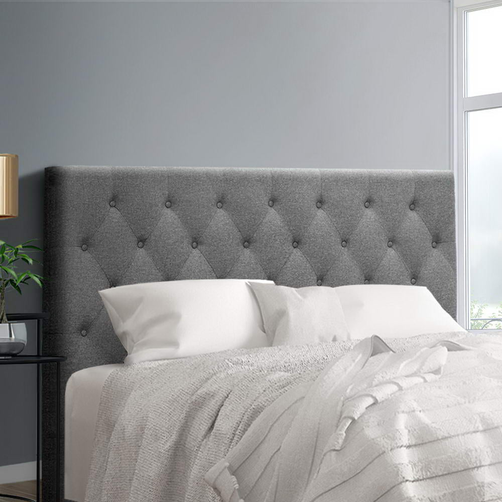 Queen Size Bed Head Headboard Bedhead Fabric Frame Base CAPPI Grey - image7