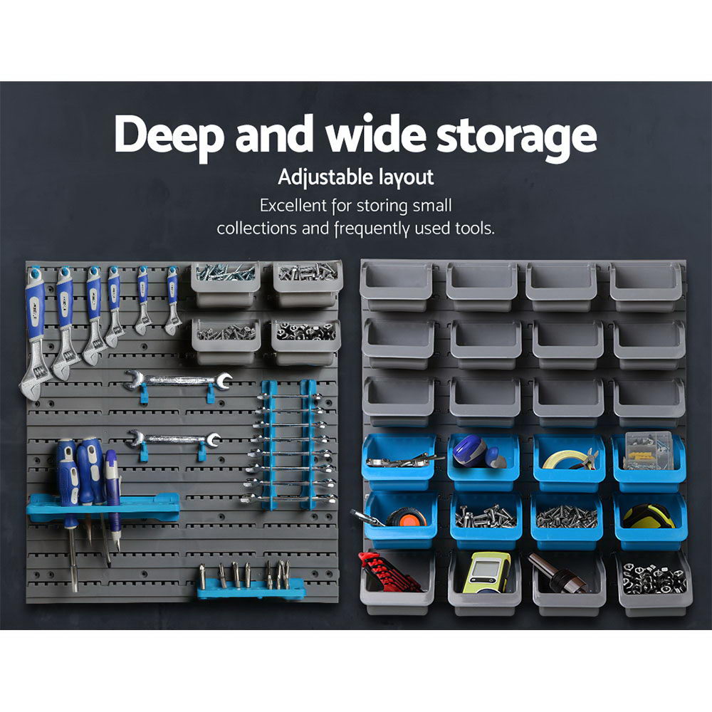 88 Parts Wall-Mounted Storage Bin Rack Tool Garage Shelving Organiser Box - image5
