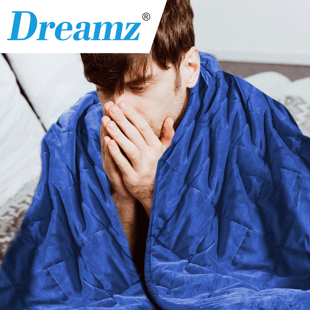 DreamZ 9KG Adults Size Anti Anxiety Weighted Blanket Gravity Blankets Royal Blue - image16