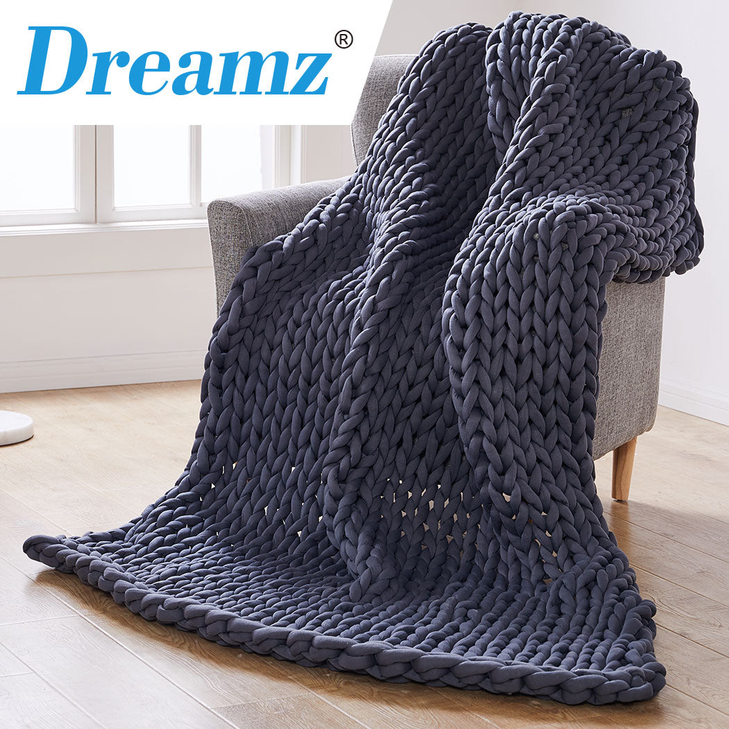 Knitted Weighted Blanket Chunky Bulky Knit Throw Blanket 6.5KG Dark Grey - image7