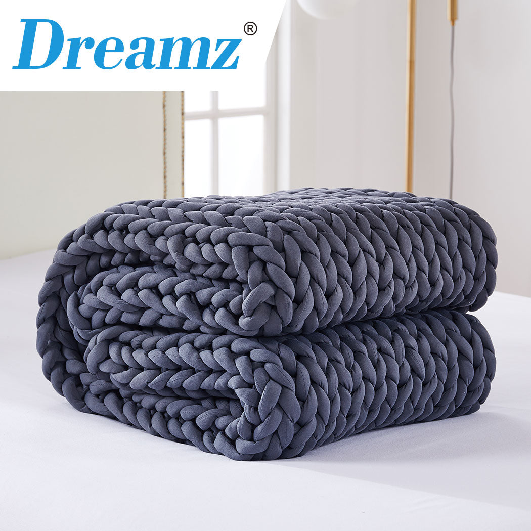 Knitted Weighted Blanket Chunky Bulky Knit Throw Blanket 6.5KG Dark Grey - image8