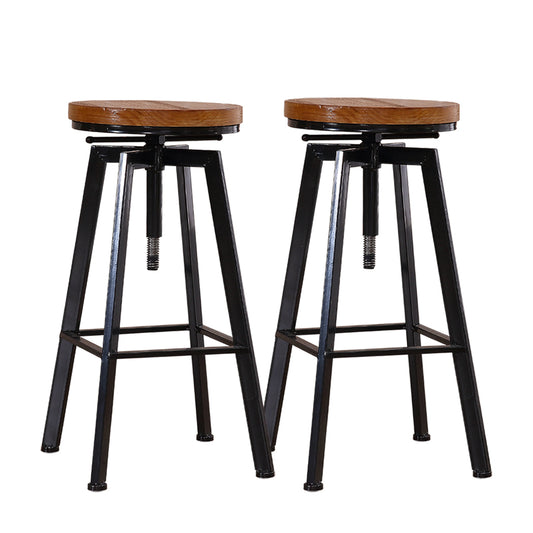 2x Industrial Bar Stools Kitchen Stool Wooden Barstools Swivel Chiars - image1