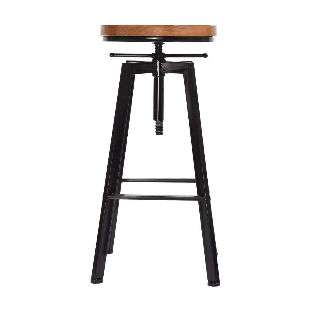 Industrial Bar Stools Kitchen Stool Wooden Barstools Swivel Chair Vintage - image2