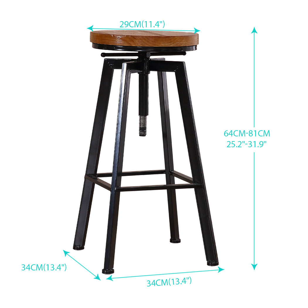 Industrial Bar Stools Kitchen Stool Wooden Barstools Swivel Chair Vintage - image3