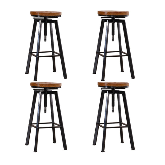 4x Industrial Bar Stools Kitchen Stool Wooden Barstools Swivel Vintage - image1