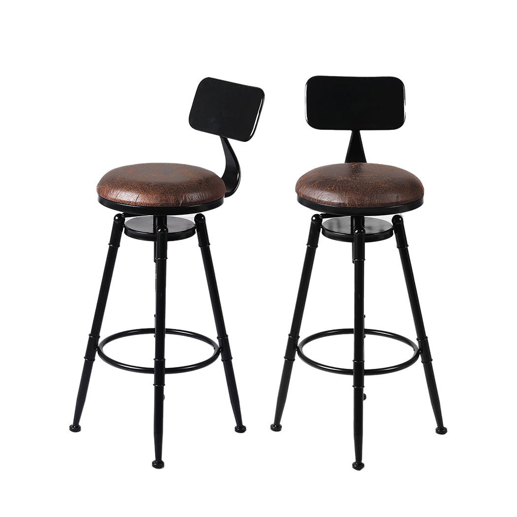 Industrial Bar Stools Kitchen Stool PU Leather Barstools Swivel Chair - image1