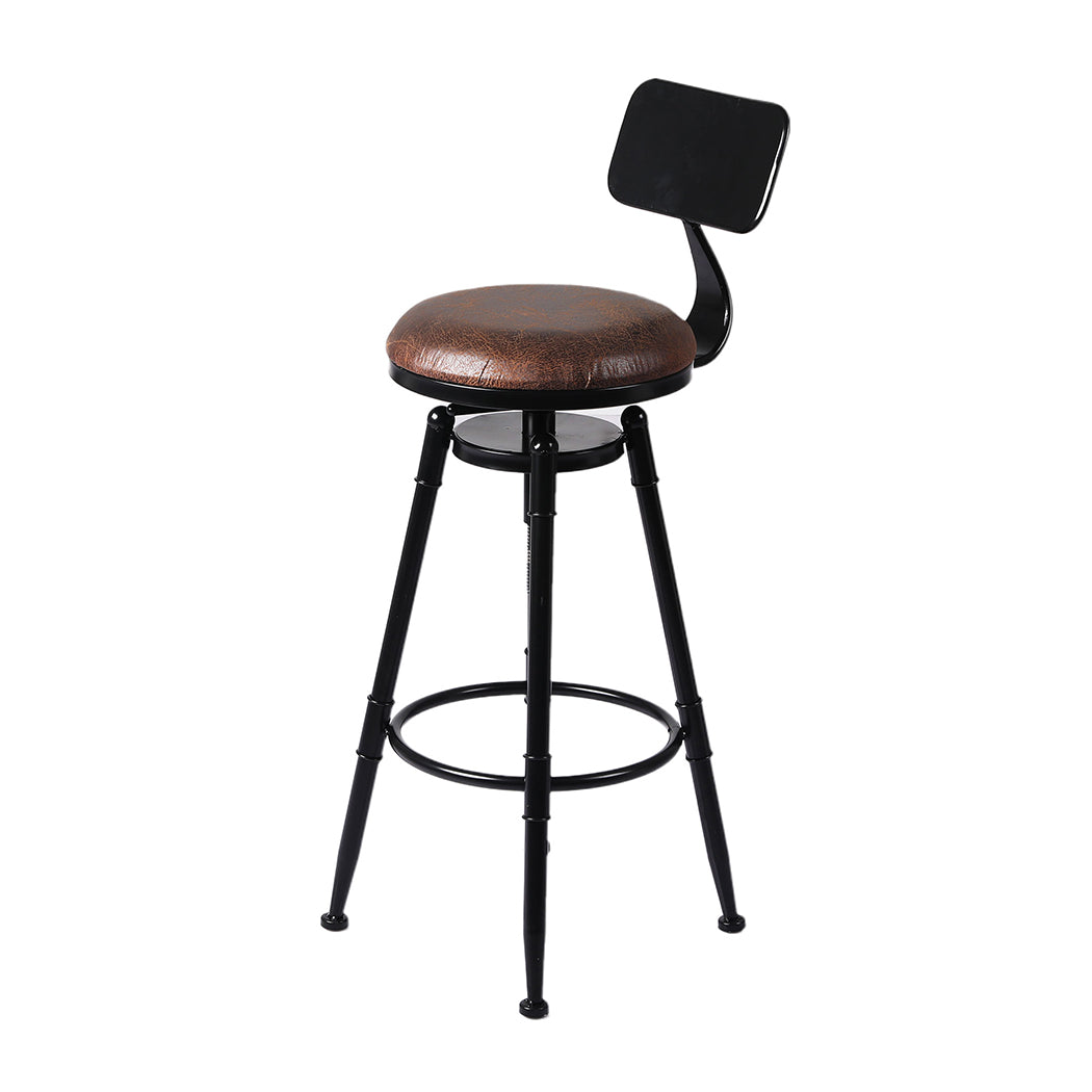 2x Industrial Bar Stools Kitchen Stool PU Leather Barstools Chairs - image2