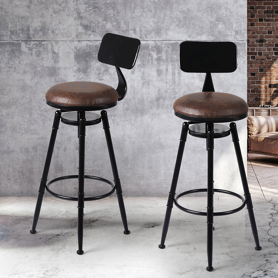 4x Industrial Bar Stools Kitchen Stool PU Leather Barstools Chairs - image8