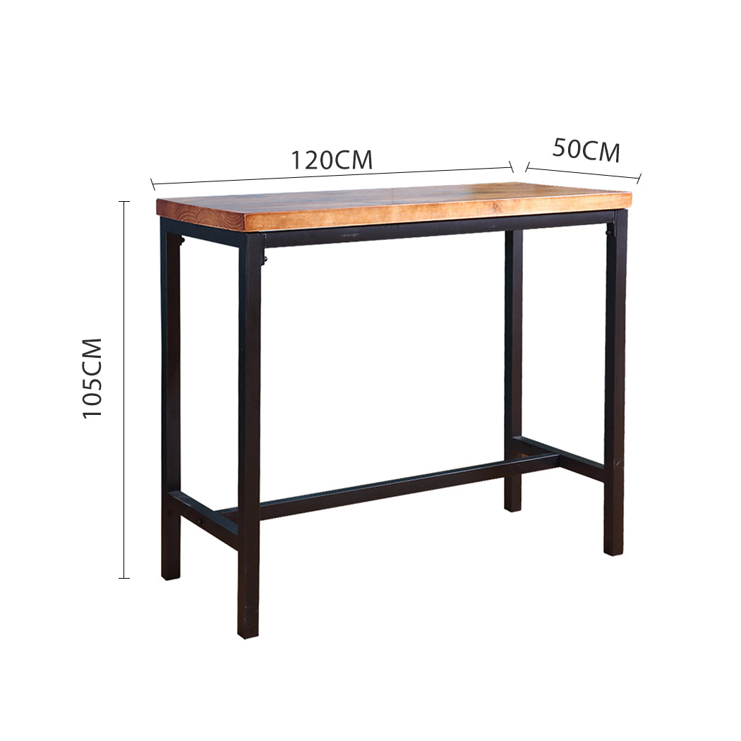 Vintage Industrial Wood Bar Table Kitchen Cafe Office Desk Steel Legs - image3