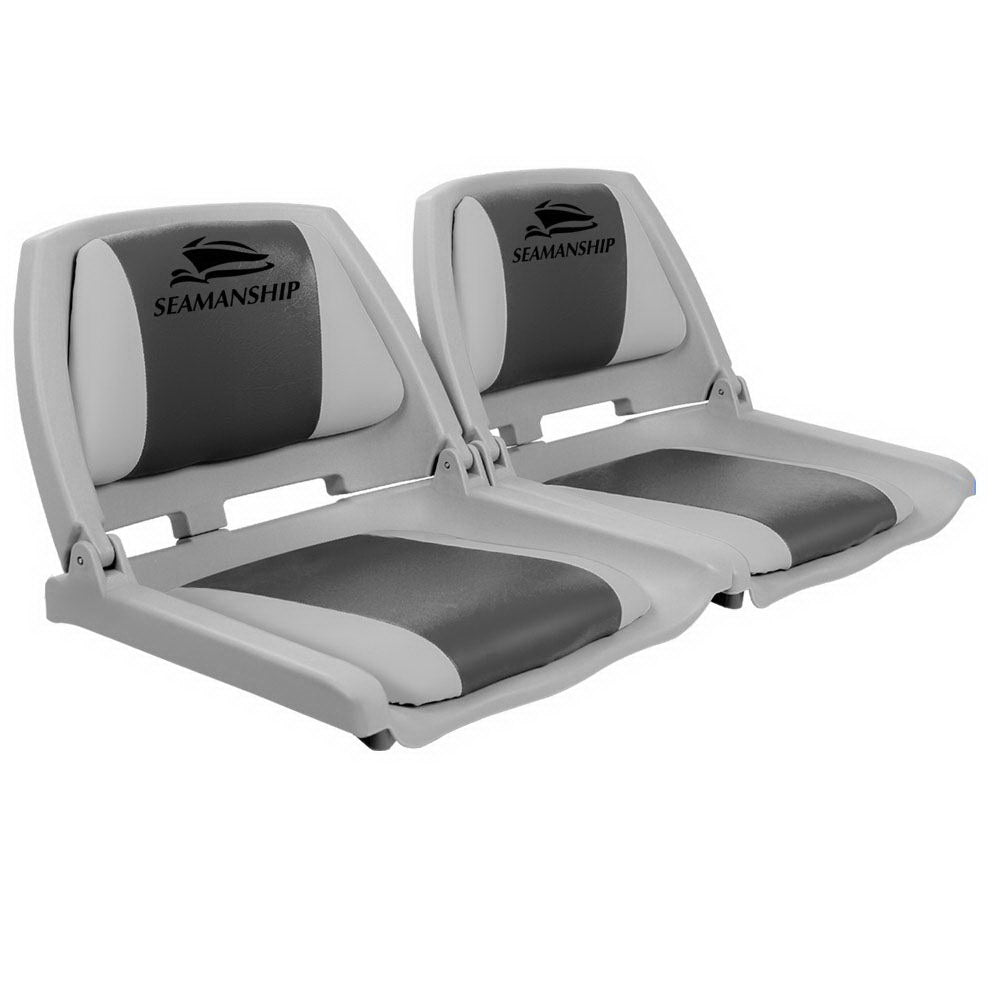 Set of 2 Folding Swivel Boat Seats - Grey & Charcoal - image8