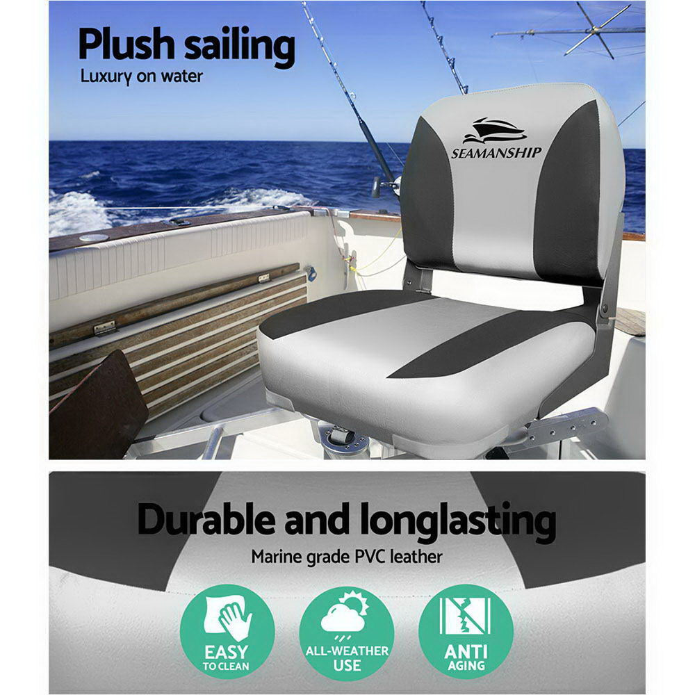 Set of 2 Folding Swivel Boat Seats - Grey - image11