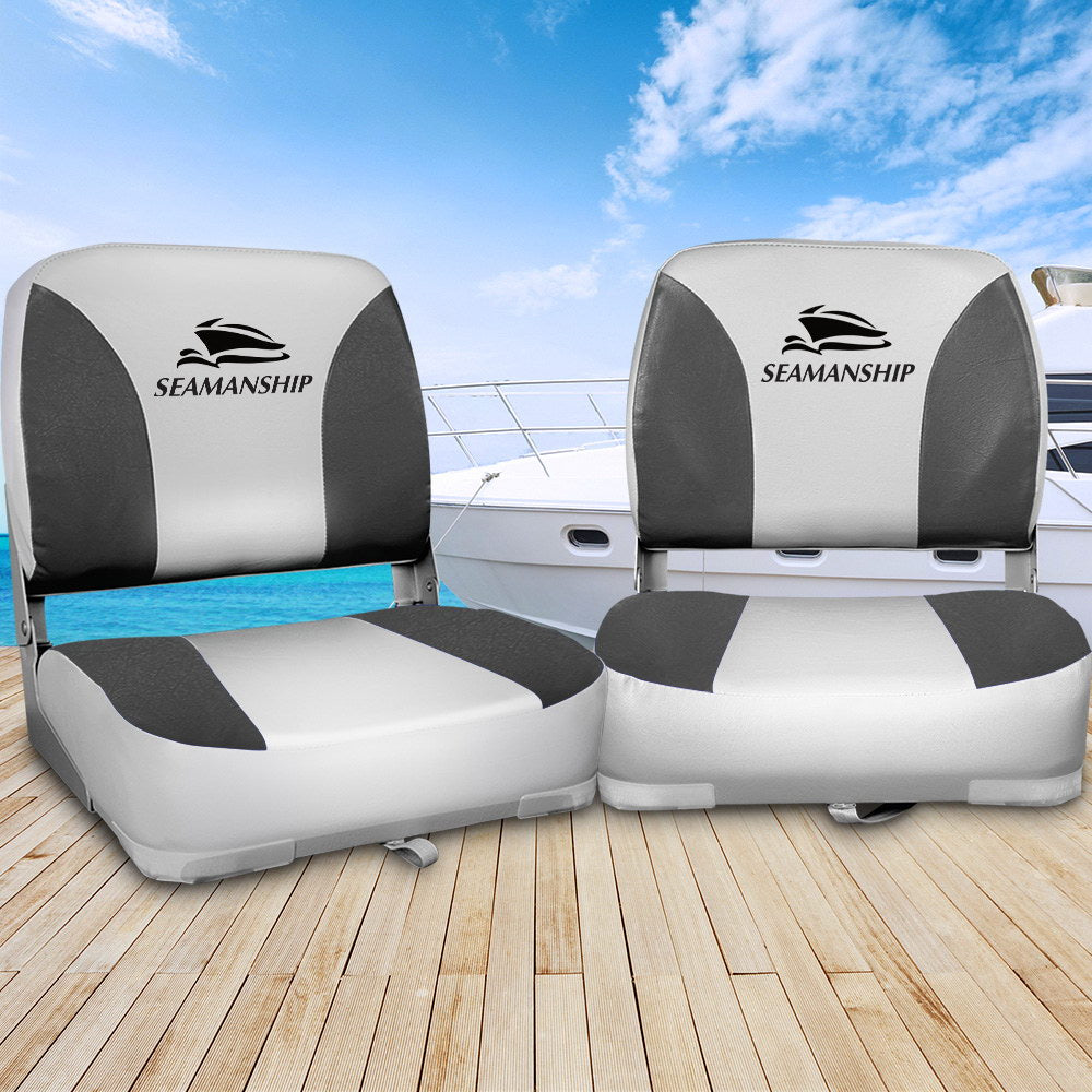 Set of 2 Folding Swivel Boat Seats - Grey - image14