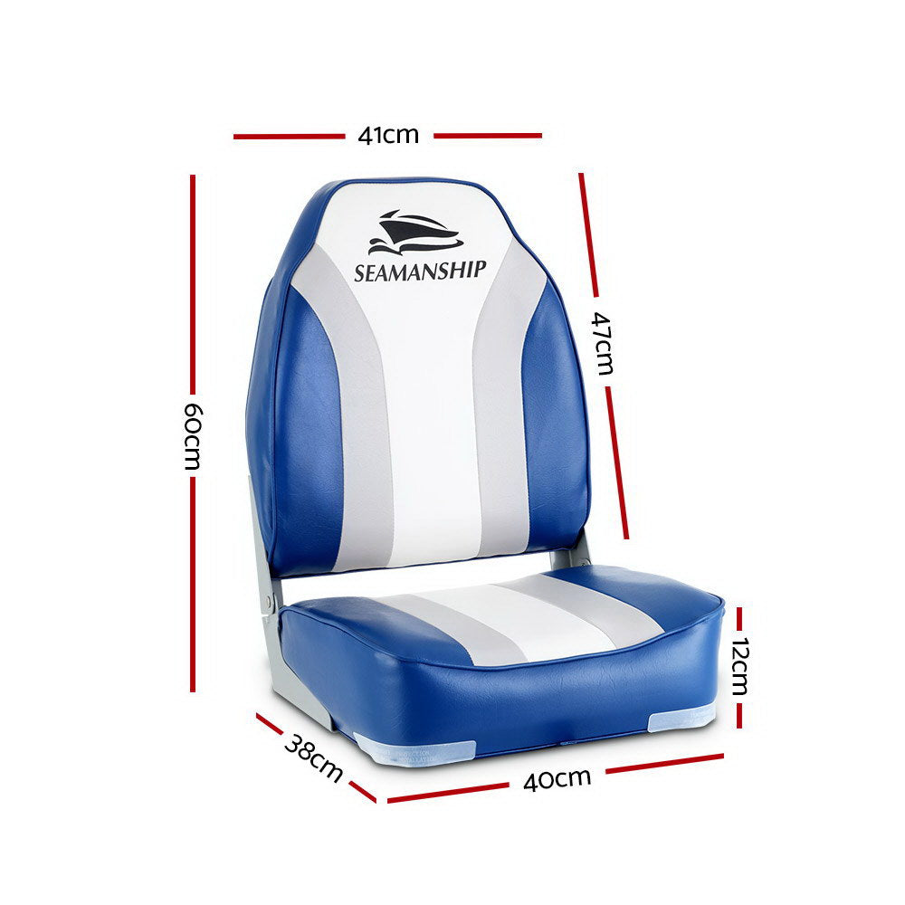 2X Folding Boat Seats Seat Marine Seating Set All Weather Swivels - image2