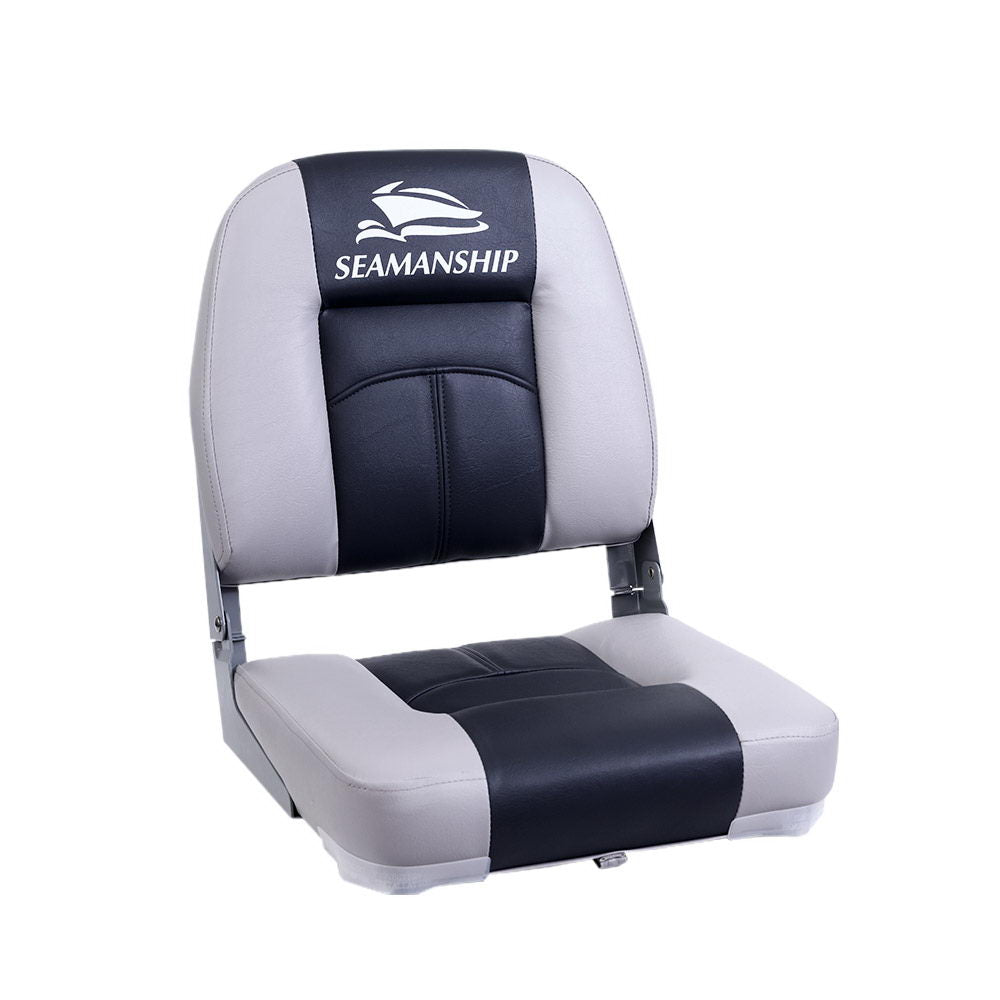 Set of 2 Folding Boat Seats Seat Marine Seating Set Swivels All Weather Charcoal & Grey - image1