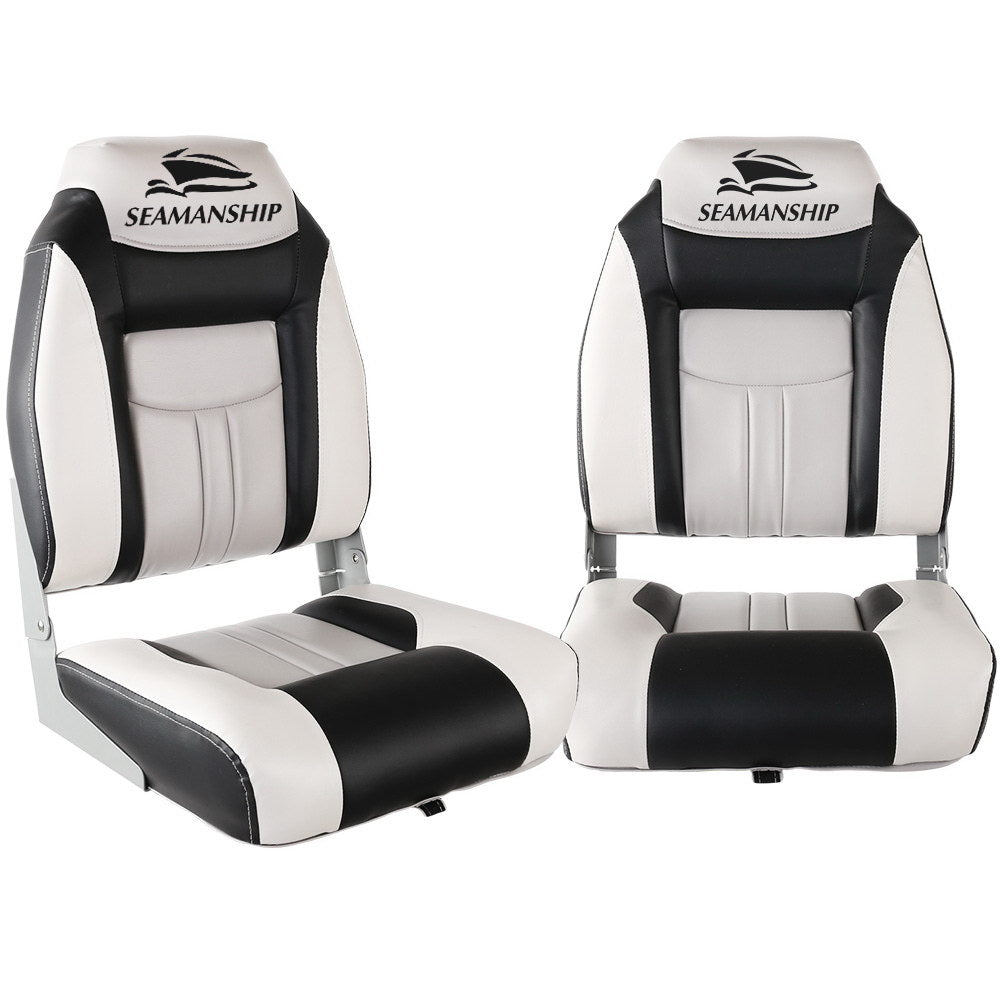 Set of 2 Folding Swivel Boat Seats - Grey & Black - image8