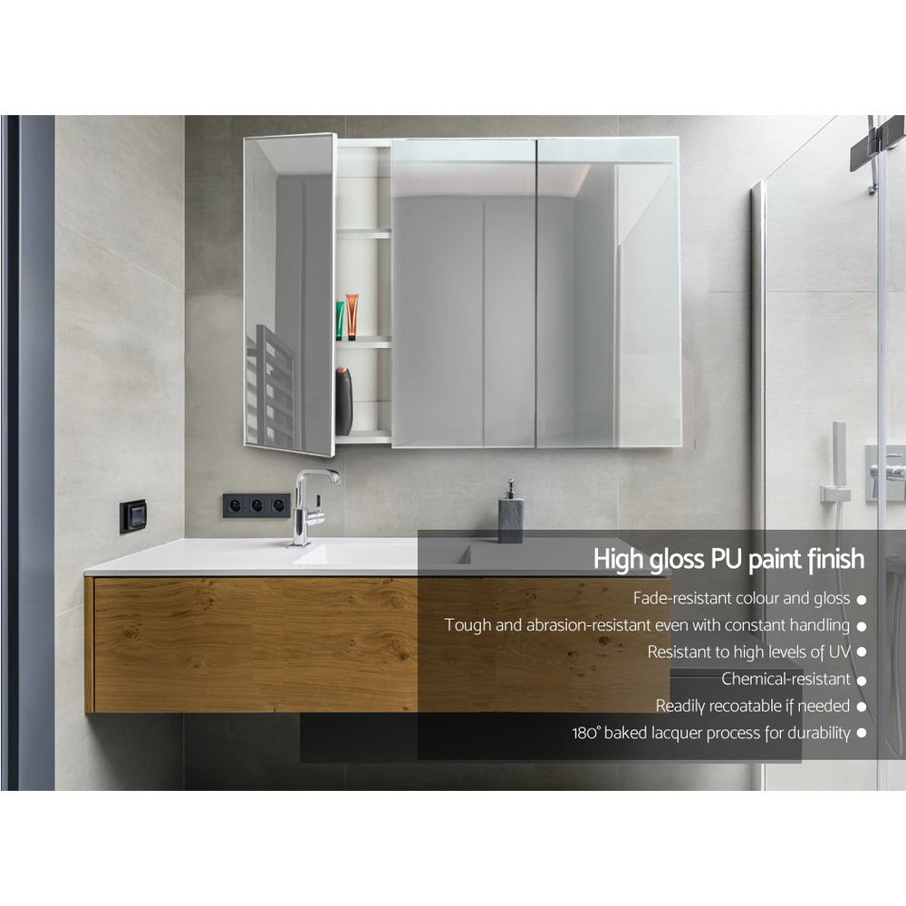 Bathroom Mirror Cabinet Vanity Medicine White Shaving Storage 1200x720mm - image4