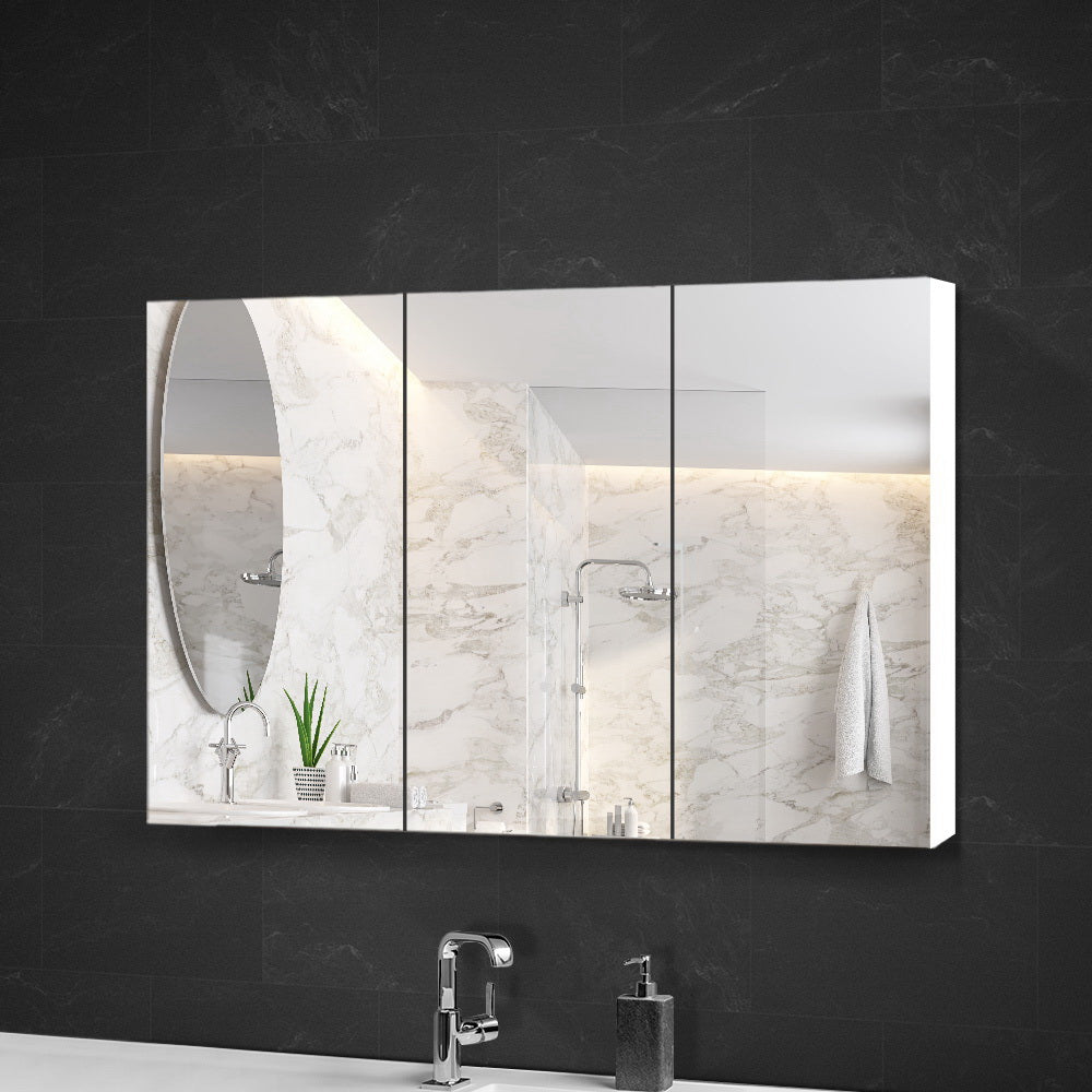 Bathroom Mirror Cabinet Vanity Medicine White Shaving Storage 1200x720mm - image7
