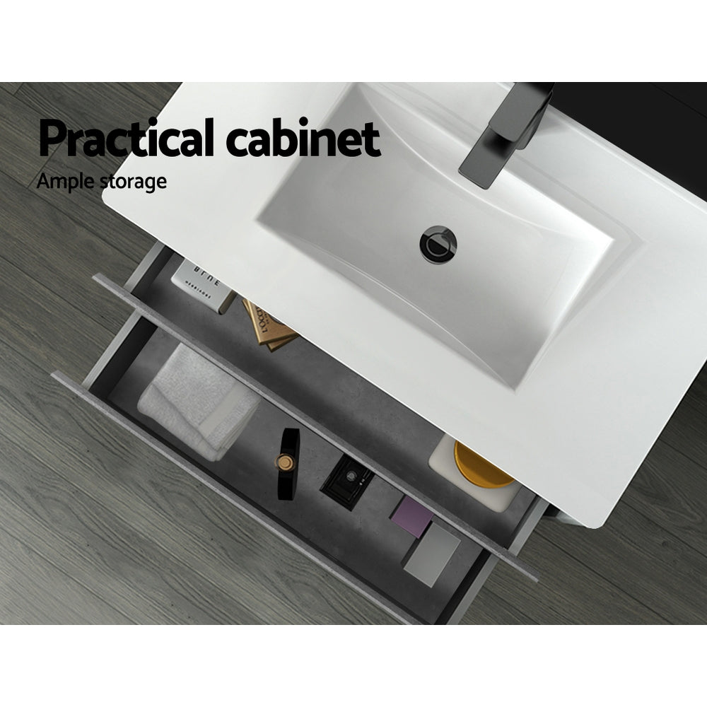 900mm Bathroom Vanity Cabinet Basin Unit Sink Storage Wall Mounted Cement - image5