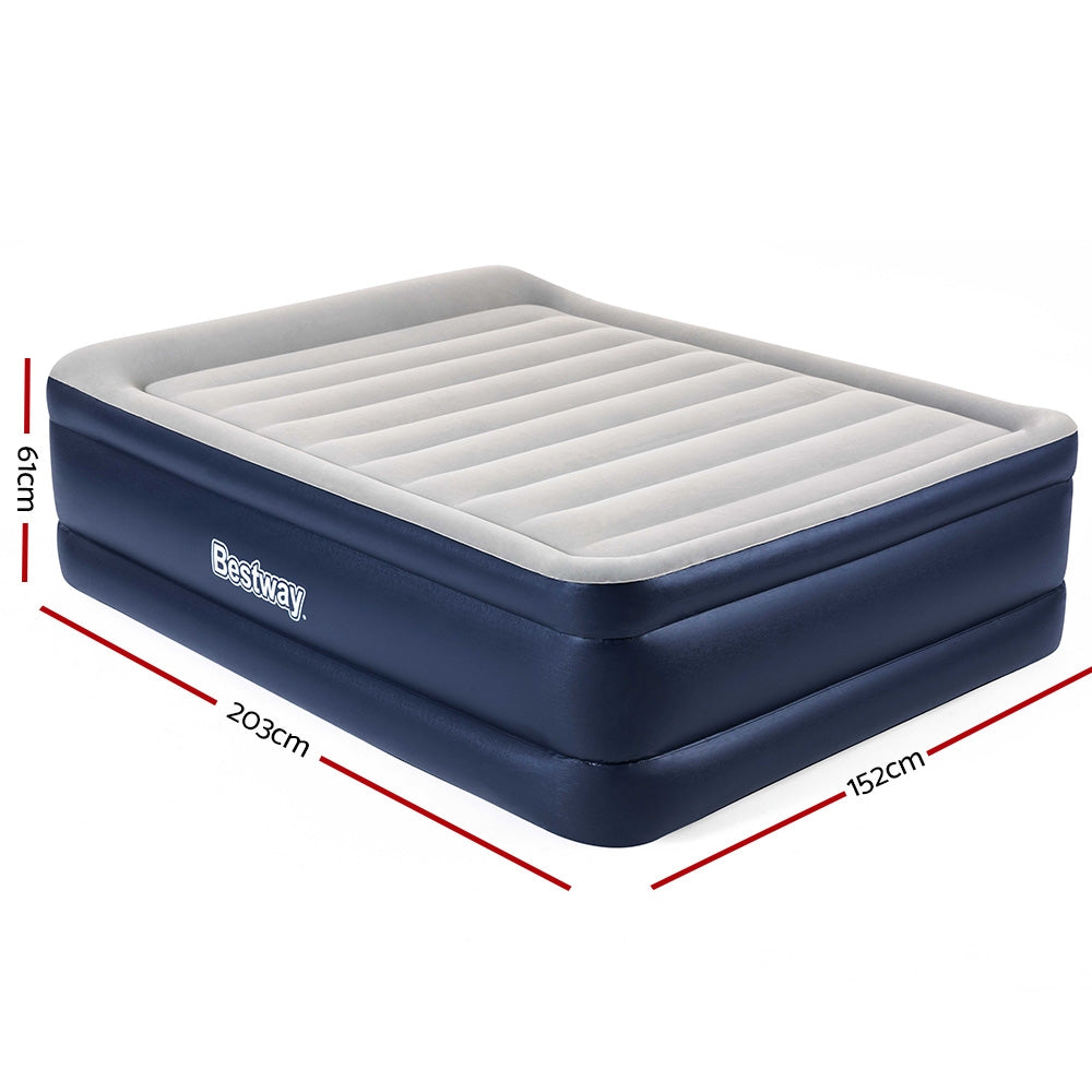 Queen Air Bed Inflatable Mattress Sleeping Mat Battery Built-in Pump - image2