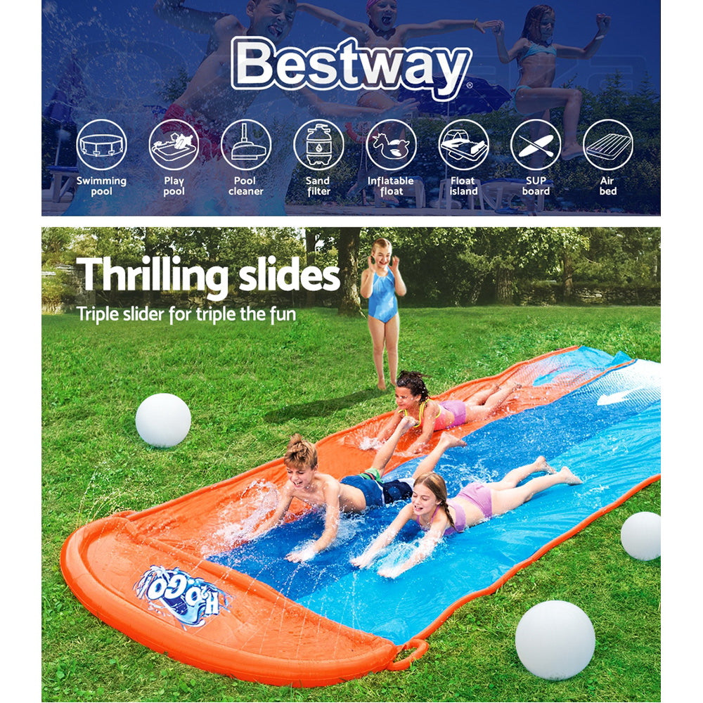 Water Slip And Slide Kids Inflatable Splash Toy Outdoor Triple 4.88M - image4