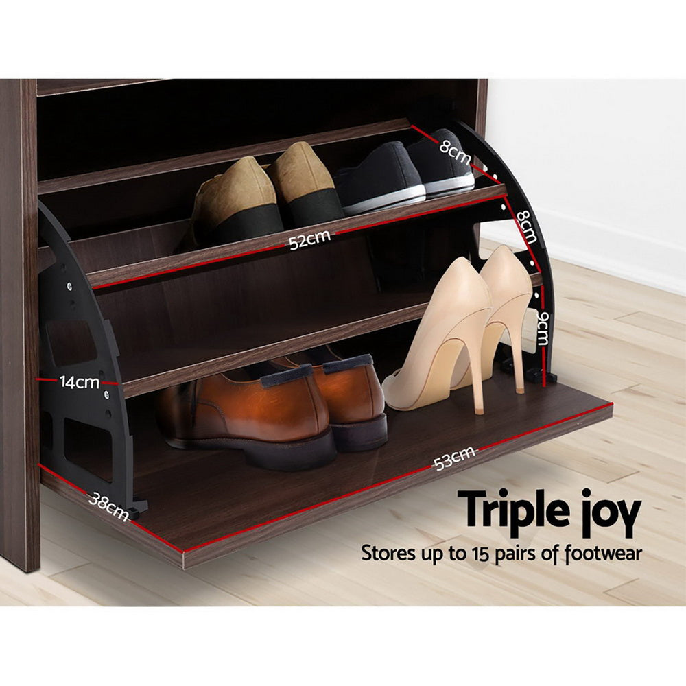 12 Pairs Shoe Cabinet Organiser Wooden Storage Bench Stool - image7