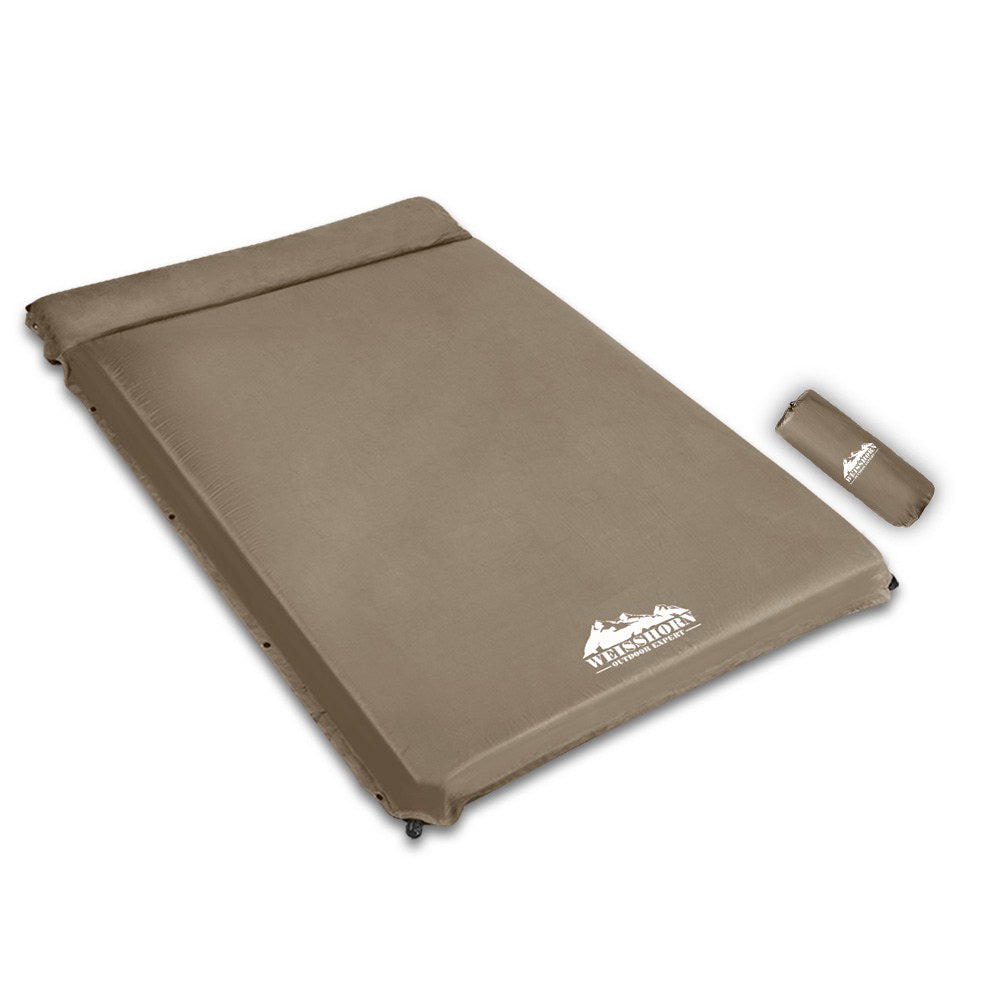 Double Size Self Inflating Mattress Mat 10CM Thick   Coffee - image1