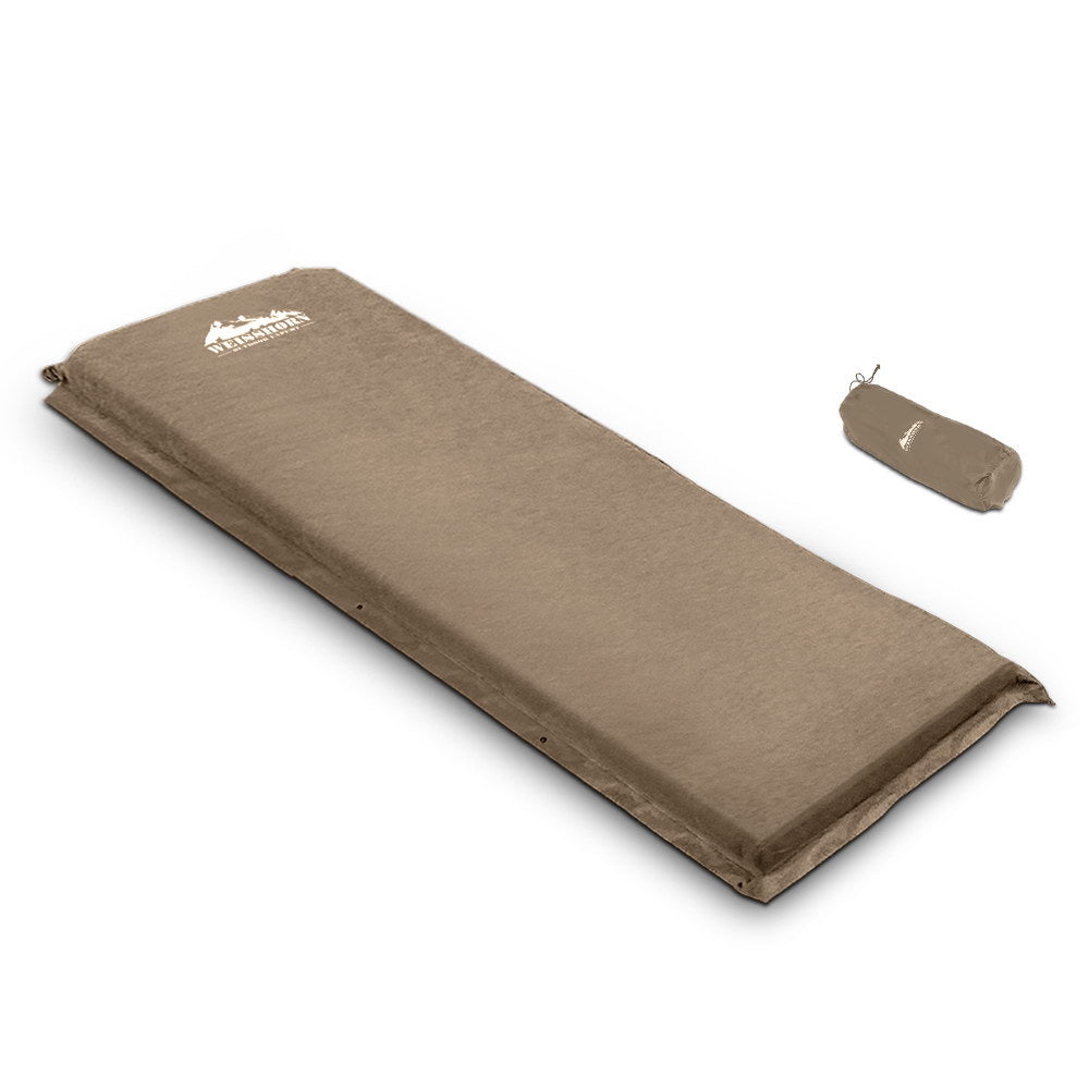 Single Size Self Inflating Matress Mat Joinable 10CM Thick  Coffee - image1