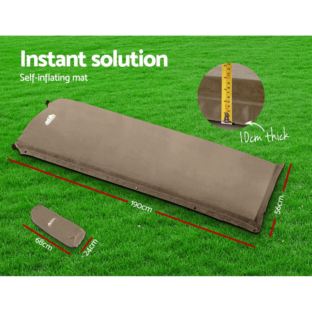 Single Size Self Inflating Matress Mat Joinable 10CM Thick  Coffee - image4