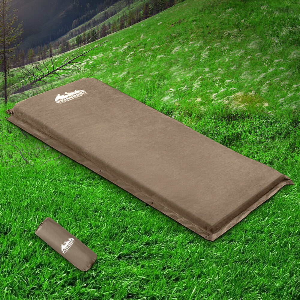 Single Size Self Inflating Matress Mat Joinable 10CM Thick  Coffee - image7