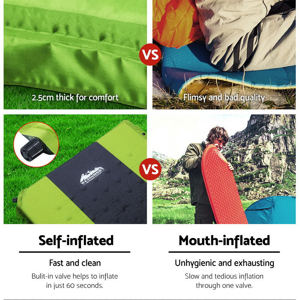 Self Inflating Mattress Camping Sleeping Mat Air Bed Pad Double Green - image4