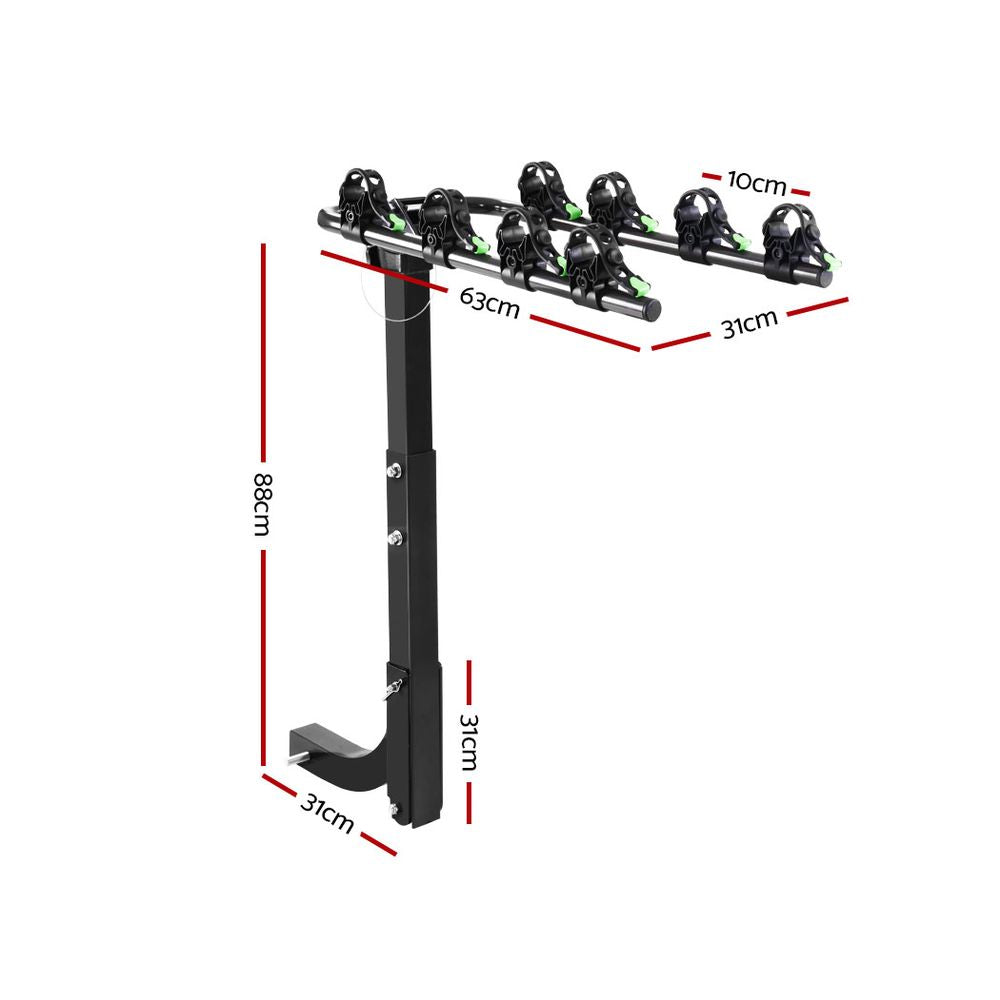 Bike Carrier 4 Bicycle Car Rear Rack Hitch Mount 2" Towbar Foldable Steel - image2