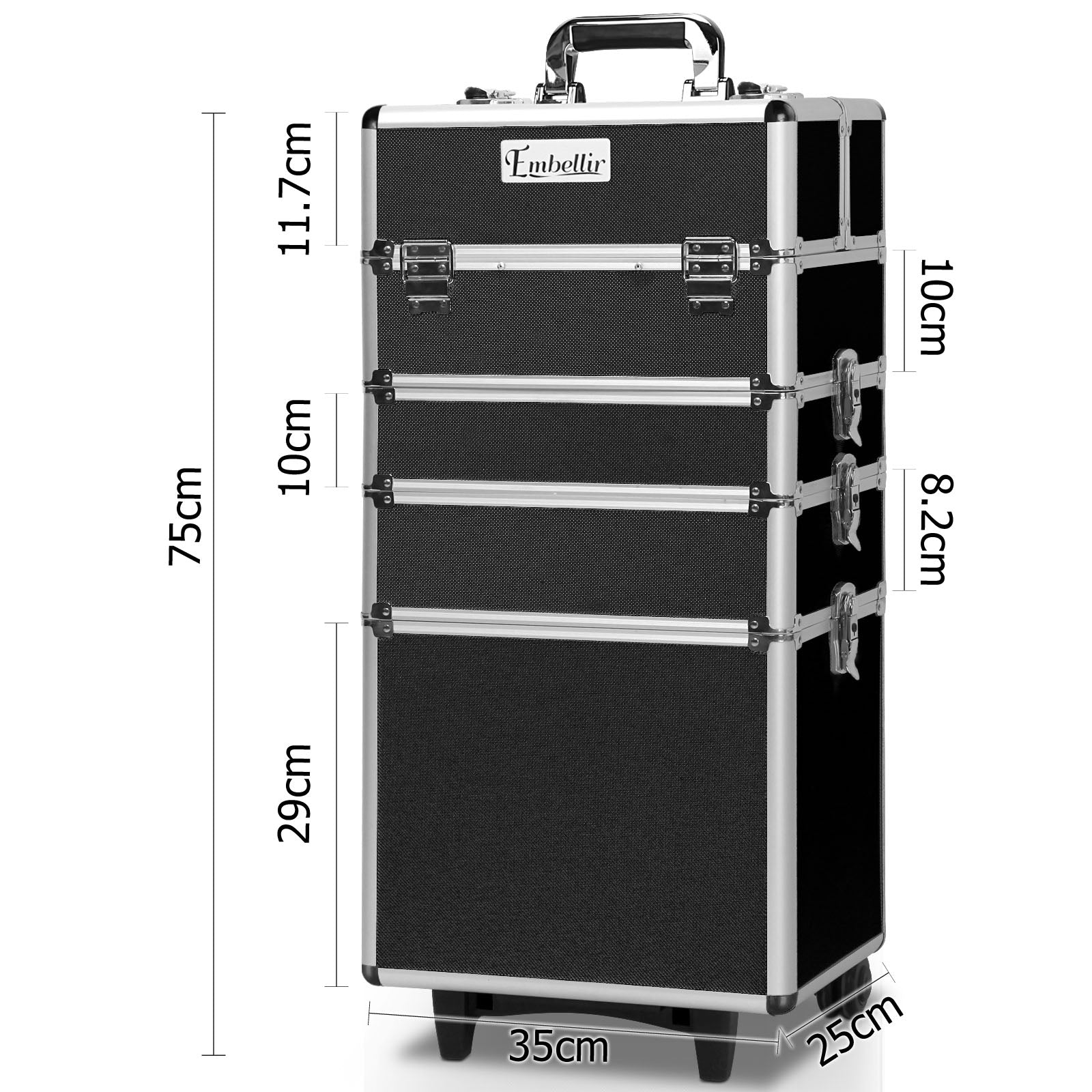 7 in 1 Portable Cosmetic Beauty Makeup Trolley - Black - image3