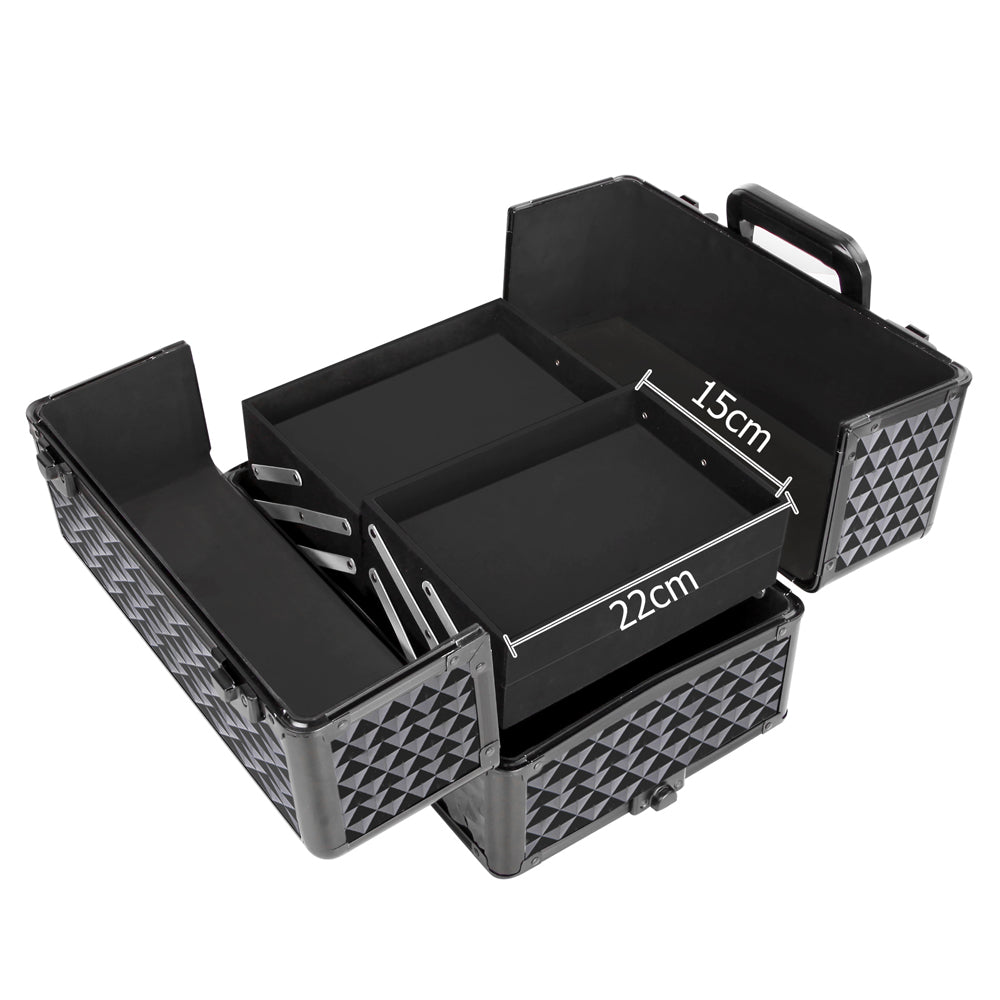 7 in 1 Portable Cosmetic Beauty Makeup Trolley - Diamond Black - image3