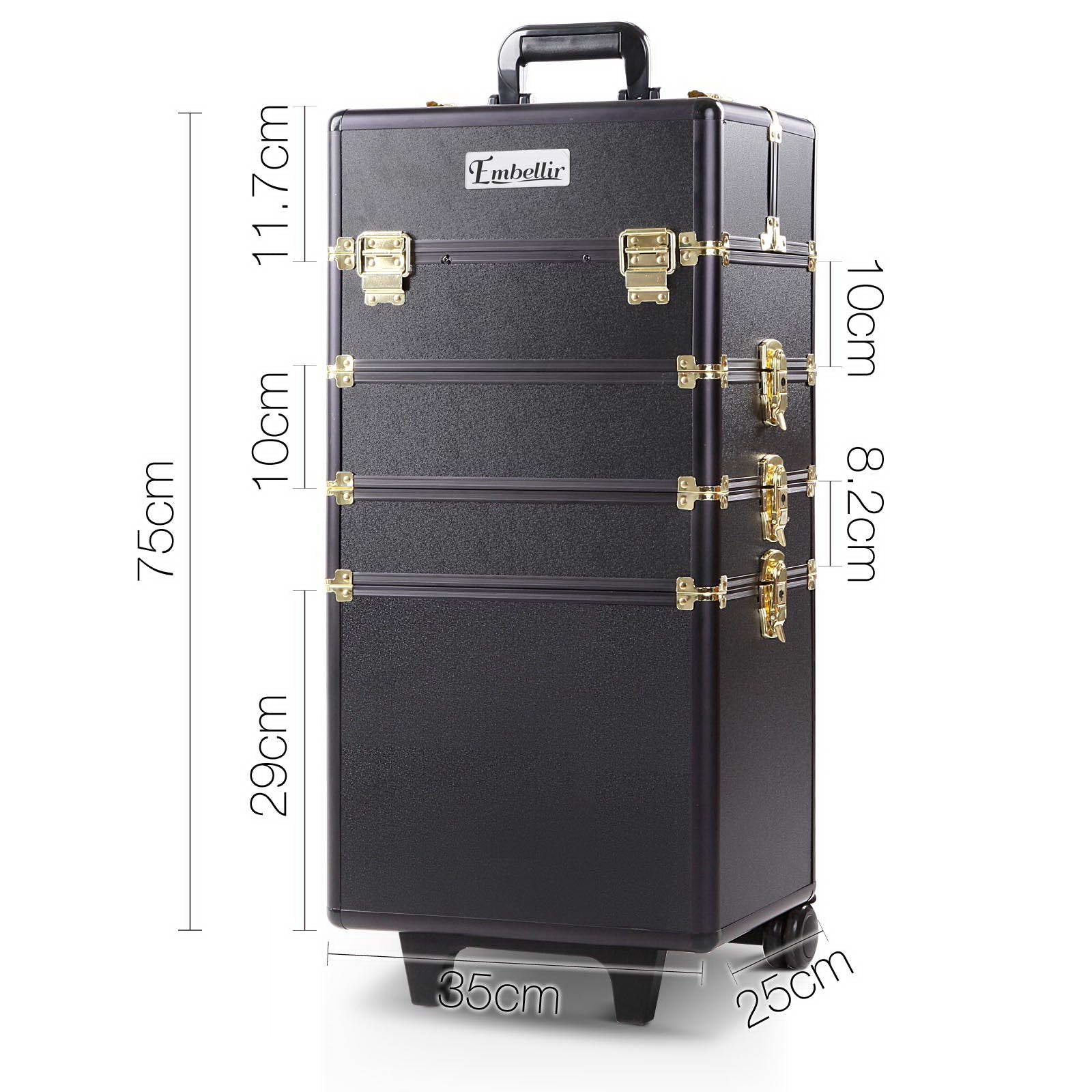 7 in 1 Portable Cosmetic Beauty Makeup Trolley - Black & Gold - image2